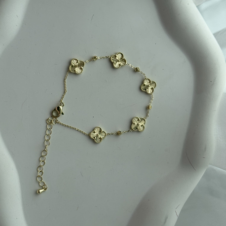 Mini yonca lazer kesim gold bileklik