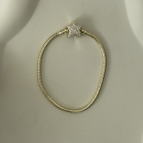 Gold yıldız taşlı kilit yılan bileklik