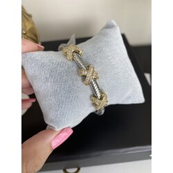 X çapraz taşlı kelepçe bileklik