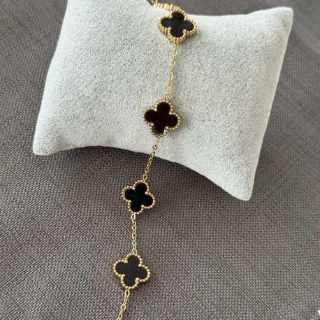 Siyah yonca model gold çelik bileklik