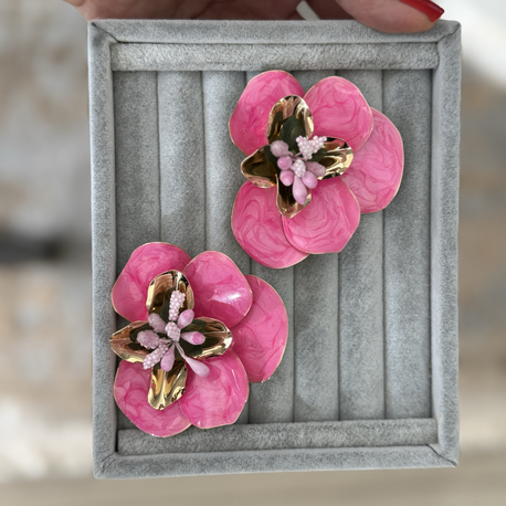 Pembe Sakura çiçeği küpe