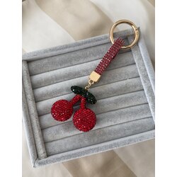 Taşlı vişne çanta charmı / anahtarlık