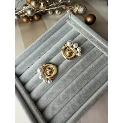 İncili salyangoz gold küpe