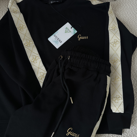 Guess Modal Şeritli Eşofman Takımı Siyah 
