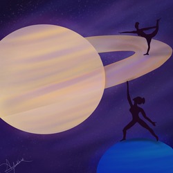 Yoga, Yoga Pose,Space,Digital Art,Minimal Art,Aesthetic,Yogi, Minimal Yoga Illustration,Neptune,Satu
