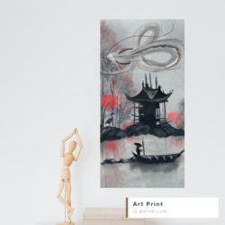 The Dragon Inside You-Japanese Art,Japanese Tample,Japanese Building,Minimal Art,Digital Art,Waterco