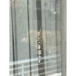 Çelik silver dekolte kolye zirkon taş