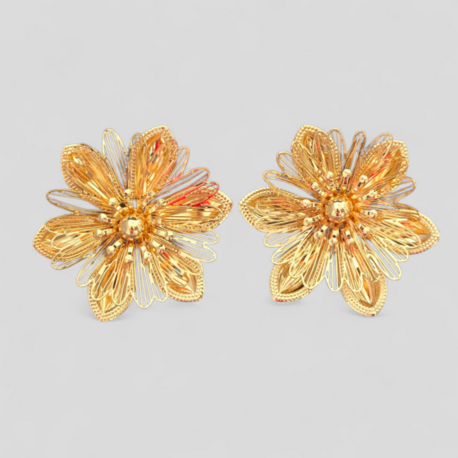 Gold Çiçek Küpe