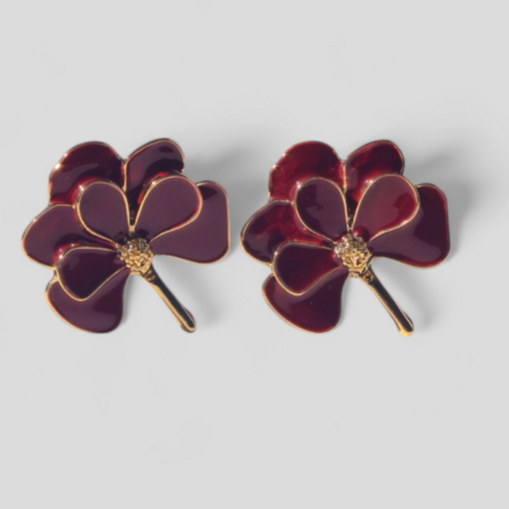 Bordo Çiçek Küpe