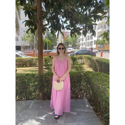Pamuk askılı elbise PEMBE