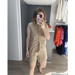 Camel şort yelek takım