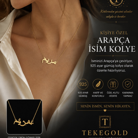 925 ayar gümüş Arapça isim kolye 