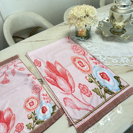 Pembe runner+fırın örtüsü