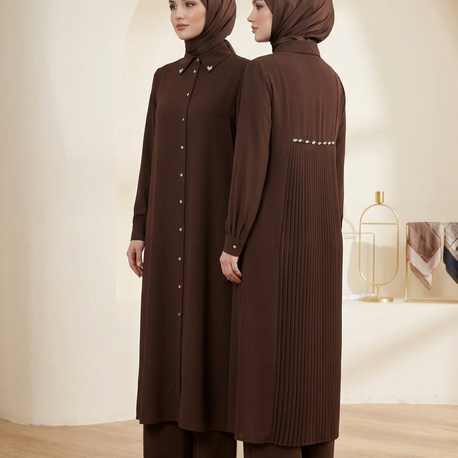 Uzun Tunik Takım Kahve / 56242 