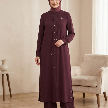 Uzun Tunikli Takım Bordo / 56249