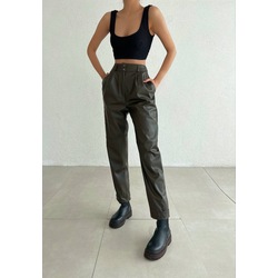 Paçası Çıtçıtlı Deri Jogger