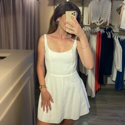 beyaz keten mini elbise
