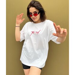OVERSİZE BASKILI KADIN T-SHIRT