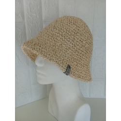 CROCHET RAFFIA BUCKET HAT -LIGHT STRAW