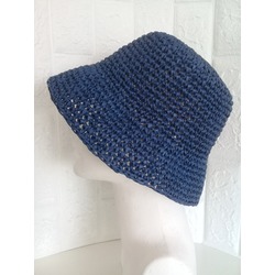 CROCHET RAFFIA BUCKET HAT -MARINE