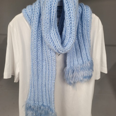 BLUE FRINGE SHAWL-SKY 
