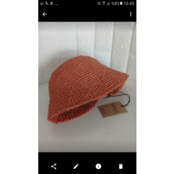 CROCHET RAFFIA BUCKET HAT -BRICK