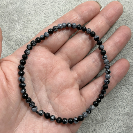 Karlı Obsidyen Erkek Bileklik 4-5 mm (AURA SHIELD (Aura Kalkanı)Erkek Serisi )