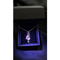 Çelik pink gold ay kolye