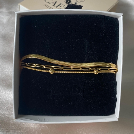 Çelik 3lü Gold Bileklik