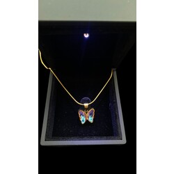 Çelik Hologramlı Kelebek Kolye