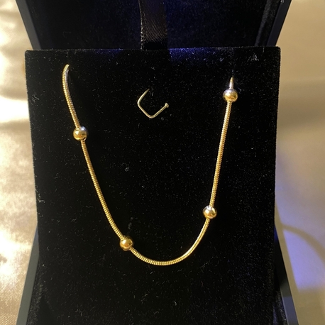 Çelik Top Detay Gold Kolye