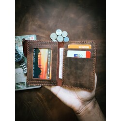Çıtçıtlı Deri Cüzdan - Kızıl Kahve