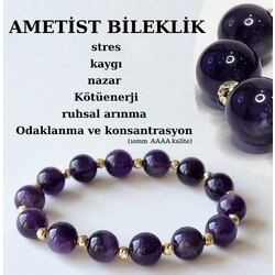 Ametist Dorika  Doğaltaş Bileklik 