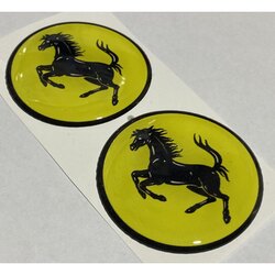 Ferrari Logo Damla Etiket Sticker Sarı 5x5cm 2'Li