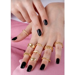 9'lu Yüzük ve Eklem Yüzük Seti Altın Rengi Model 