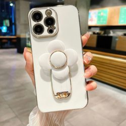 Apple İphone  Yel Değirmeni Tutacaklı Standlı Gold Kenarlı Lens Korumalı Kılıf