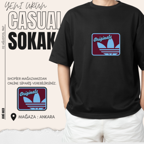 ORIGINALS BORDO MAVİ T-SHİRT