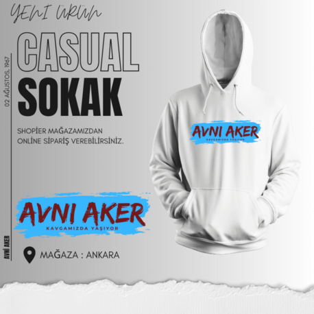 ''Avni Aker Kavgamızda Yaşıyor - Beyaz Sweatshirt ''