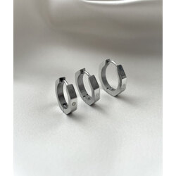 Beşgen Silver Üçlü Küpe