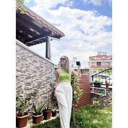 CIRTLI PANTOLON beyaz renk