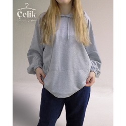 Gri Kapüşonlu Sweatshirt