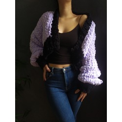 Balon Kol Oversize Örgü Crop Hırka