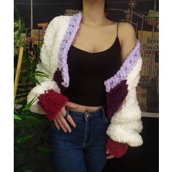 Balon Kol Oversize Örgü Crop Hırka