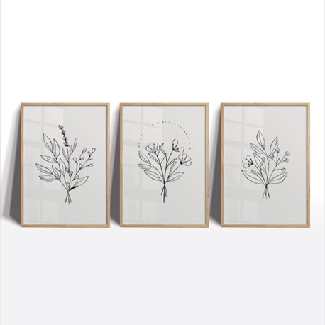 Minimalist Botanik Çizim Çerçeveli Tablo Seti