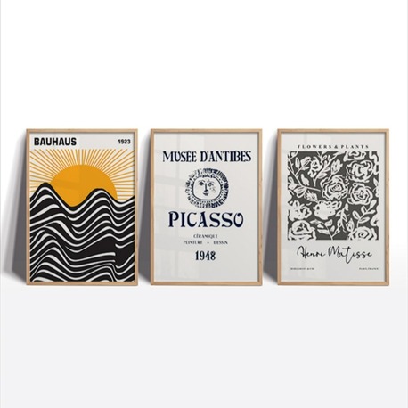 Ünlü Sanat Çerçeveli Poster Seti - Bauhaus, Picasso, Matisse