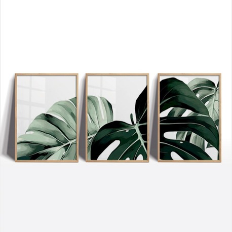 Monstera Yaprağı Çerçeveli Tablo Seti