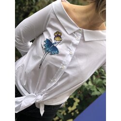 Balerin Kız Nakışlı Düşük Yaka Gömlek