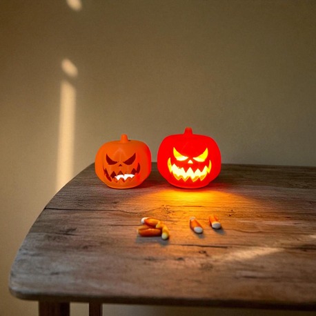 2'li Set Balkabağı Şeklinde Tealight Mumluk – Halloween Dekor