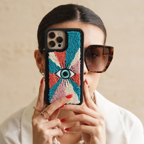 Evil Eye Nazar Boncuğu Punch Nakışlı Telefon Kılıfı - Kişiye Özel El Yapımı