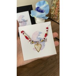 DOĞAL TAŞLI SİMLİ KALP KOLYE 